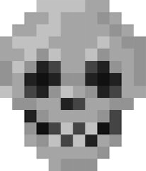 Fototapeta na wymiar Skull pixel art. Retro game style skull logo. Vector illustration.