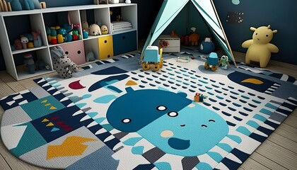 a nice patterned carpet creates a good atmosphere in a modern children's room