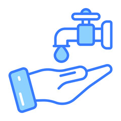 Hand with water tap showing concept of ablution vector, easy to use icon