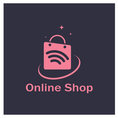 e-commerce logo shopping bag and online shop logo design with modern concept