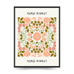 Abstract floral posters template. Modern trendy Matisse minimal style. Groovy. Hand drawn design for wallpaper, wall decor, print, postcard, cover, template, banner. 