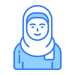 Woman wearing hijab showing vector of muslim woman, premium icon