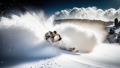 Powder skier high speed photography by ai generative