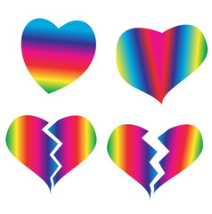 Hearts stylized in rainbow colors.