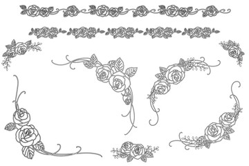 Set of classic rose frames (bordered lines)