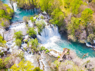 Fototapeta na wymiar Waterfall In Martin Brod Bosnia And Herzegovina