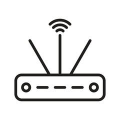 WiFi Router Outline Icons, Modem Icons, Wireless Router Connectivity, Broadband Line, Internet Connection, Access Point Vector Icons