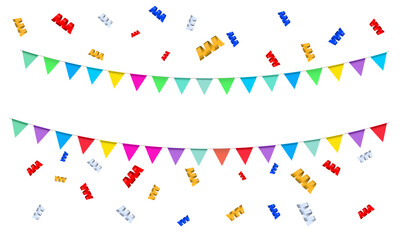 Illustration of colorful flags with ribbon on a white background vector graphics