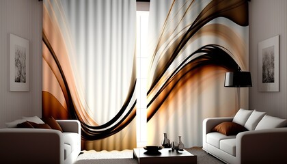 the beautiful, patterned curtain for a pleasant atmosphere in the living room