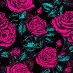 Roses seamless tile texture, Generative AI
