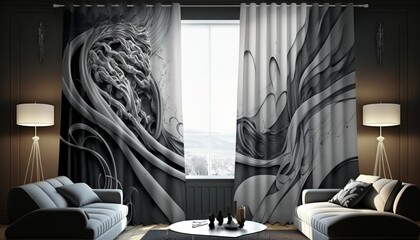 the beautiful patterned curtain also affects the atmosphere of the living room