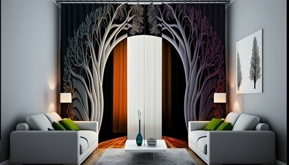 the beautiful patterned curtain also affects the atmosphere of the living room
