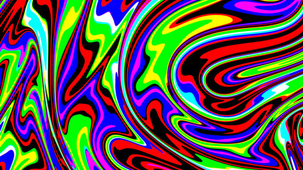 Abstract psychedelic texture, Trippy strip acid pattern. Neon color wavy background