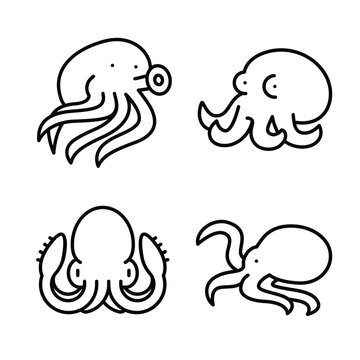 octopus outline drawing minimalist style.
