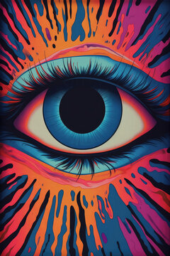 Psychedelic Artwork of an Open Eye. Generative AI