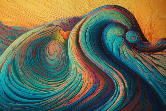 Psychedelic Design Art Colorful Background. Generative AI