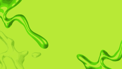 Neon Light Green Ooze Liquid Chrome Dripping Trails with Solid Background Illustration
