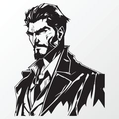 Cartoon man character sketch in anime style