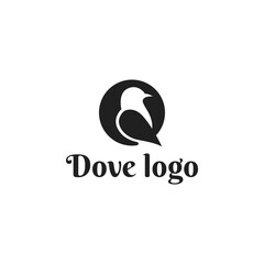 Minimal Dove bird logo design vector illustration template