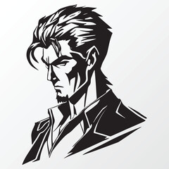 Cartoon man character sketch in anime style