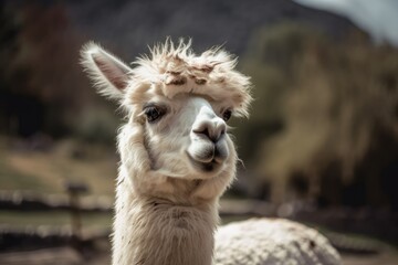 Obraz premium picture of a white lama. Generative AI