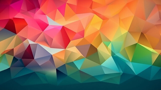 Abstract Delaunay Voronoi trianglify color diagram. Generative AI