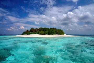 Fototapeta na wymiar Summer Getaway of an Island Paradise: Flawless Coast of the Maldives, Generative AI