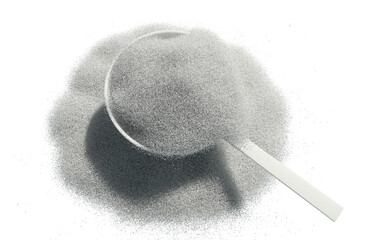 Sport food supplement powder 3d render on trasparent background. Supplement, creatine, hmb, bcaa,...
