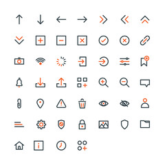 Interface outline icon set. Vector illustration. 