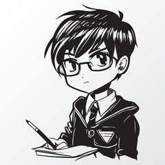 Cartoon man character sketch in anime style