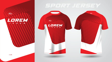 red shirt soccer football sport jersey template design mockup