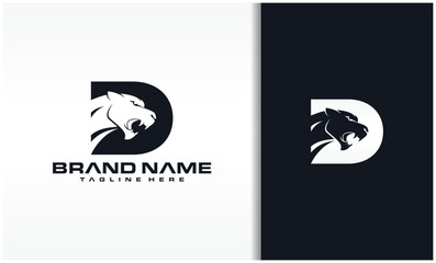 Letter D with panther head icon logo vector image