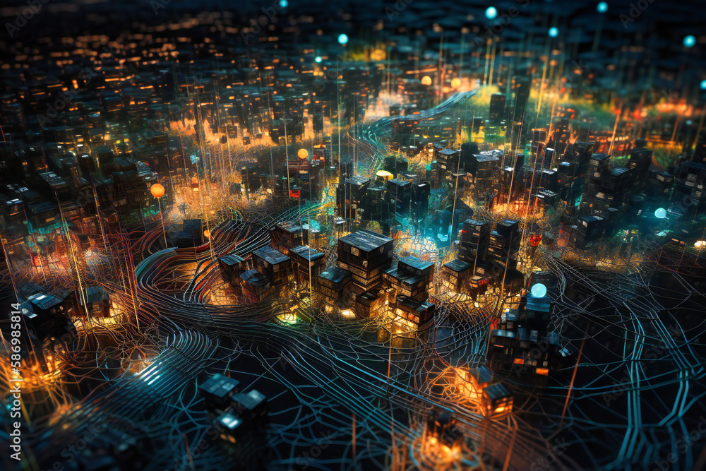 Poster a visually striking portrayal of internet connections, conveying the vastness and complexity of mode