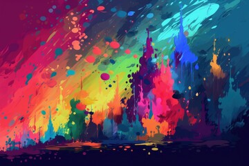 Painted castle colorful desktop wallpaper