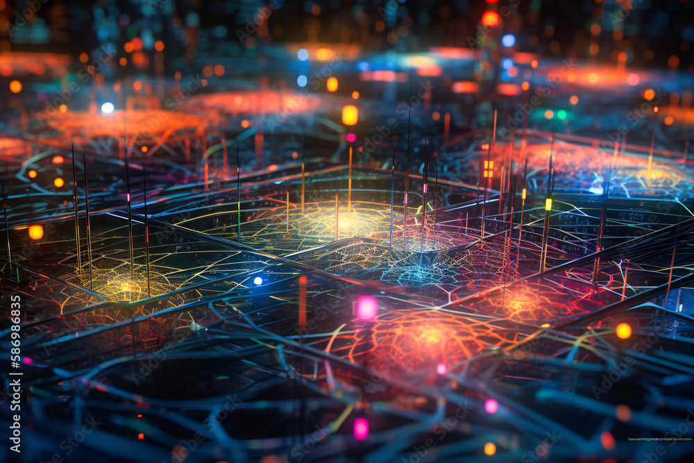 Poster an intricate, visually engaging depiction of interconnected digital networks, reflecting the endless