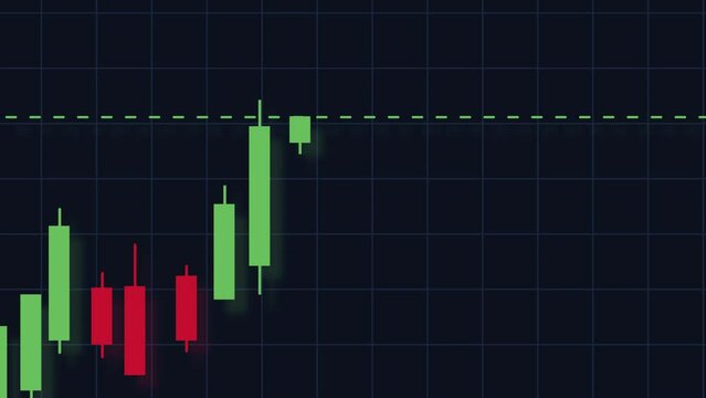 Stock Market Japanese Candlestick Graph Animation. Cryptocurrency Candlestick Graph Data. Business and Finance Concept.