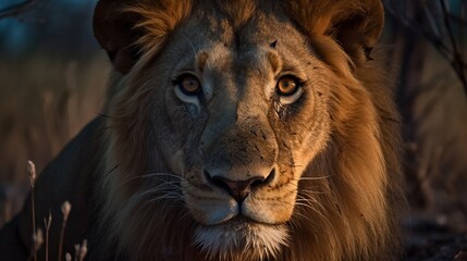 Close up portrait of a lion - Generative AI