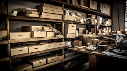 Shelves of boxes