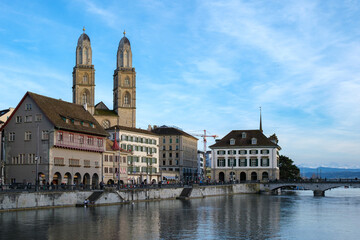 View on the church Grossmünster in Zürich