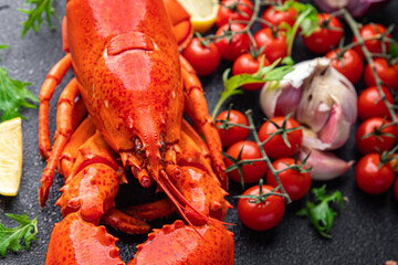 fresh lobster seafood product meal food snack on the table copy space food background rustic top view