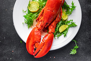 fresh lobster seafood product meal food snack on the table copy space food background rustic top view