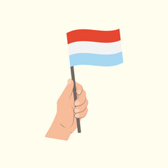 Flag of Luxembourg, Hand Holding flag