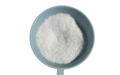 Sport food supplement powder 3d render on trasparent background. Supplement, creatine, hmb, bcaa, amino acid or vitamine in a white scoop. Sport nutrition healthy life concept