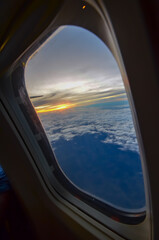 Sunset Flight, View of the Sunset from the Window of a Commercial Airline Flight from Birmingham,...
