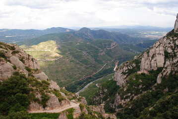 Fototapeta na wymiar The green mountains of Spain. Montserrat