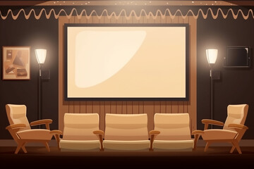 Private cinema room. Generative AI illustration