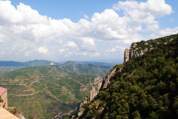 Fototapeta na wymiar The green mountains of Spain. Montserrat