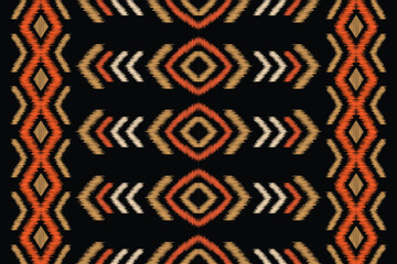 Ethnic Ikat fabric pattern geometric style.African Ikat embroidery Ethnic oriental pattern black background. Abstract,vector,illustration.For texture,clothing,wrapping,decoration,carpet.