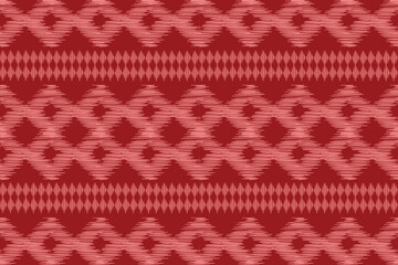 Ethnic Ikat fabric pattern geometric style.African Ikat embroidery Ethnic oriental pattern crimson red background. Abstract,vector,illustration.For texture,clothing,scarf,decoration,carpet.