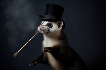 Sophisticated Ferret with Top Hat